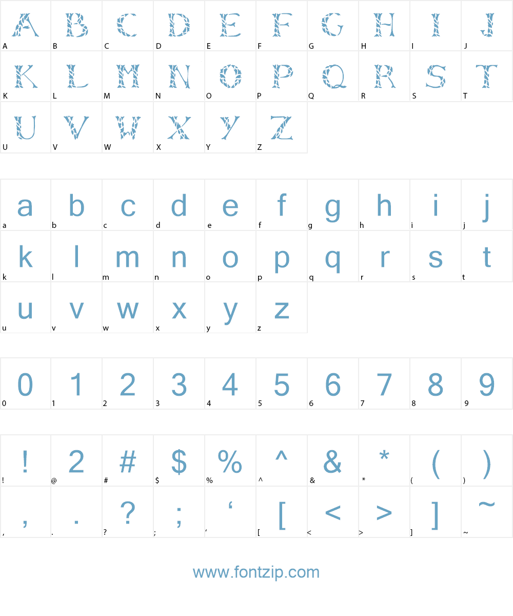 Leafy Stencil Font Character