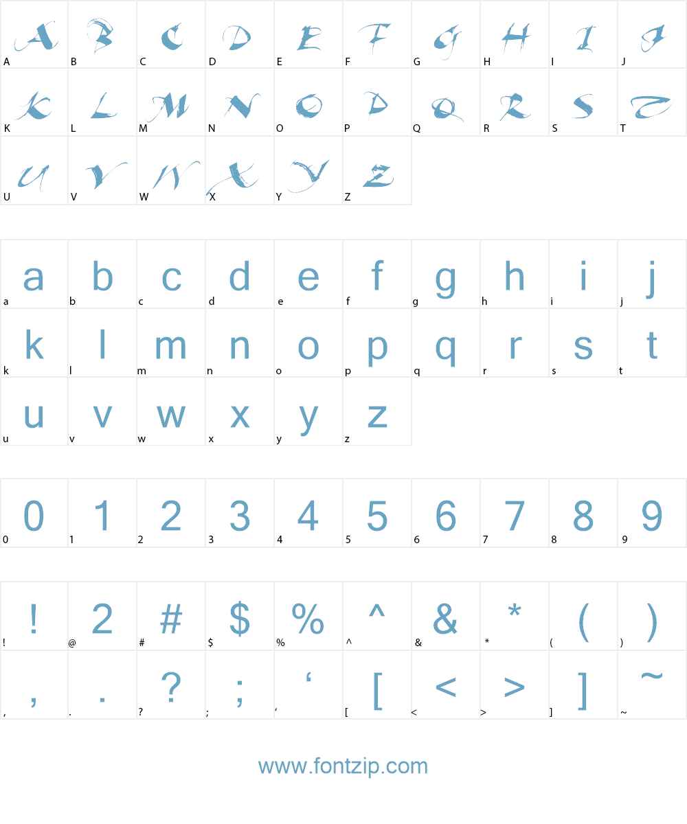 Beautiful Ink Font Character