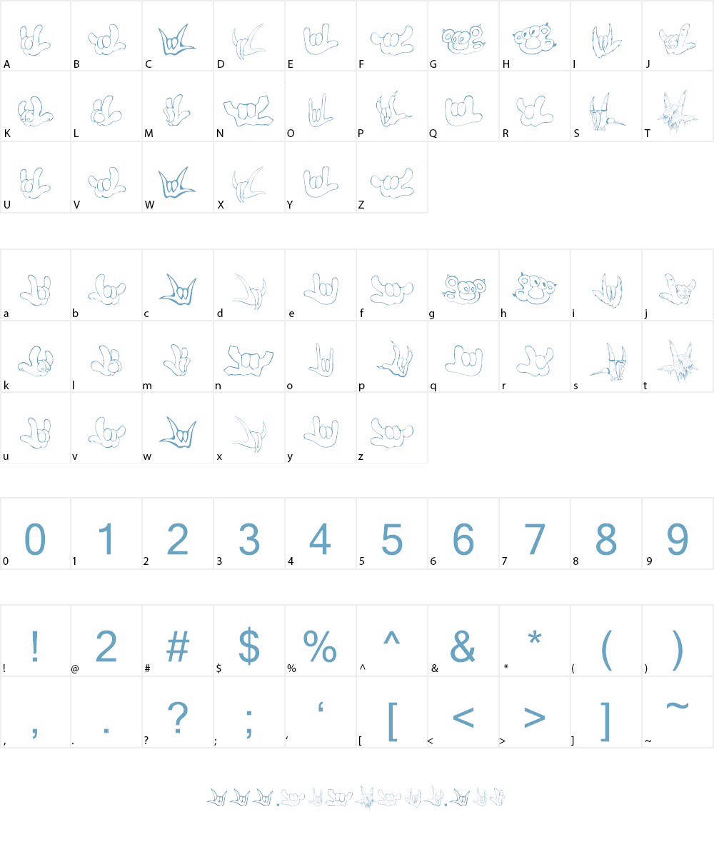 ZOE ILYhands Font Character