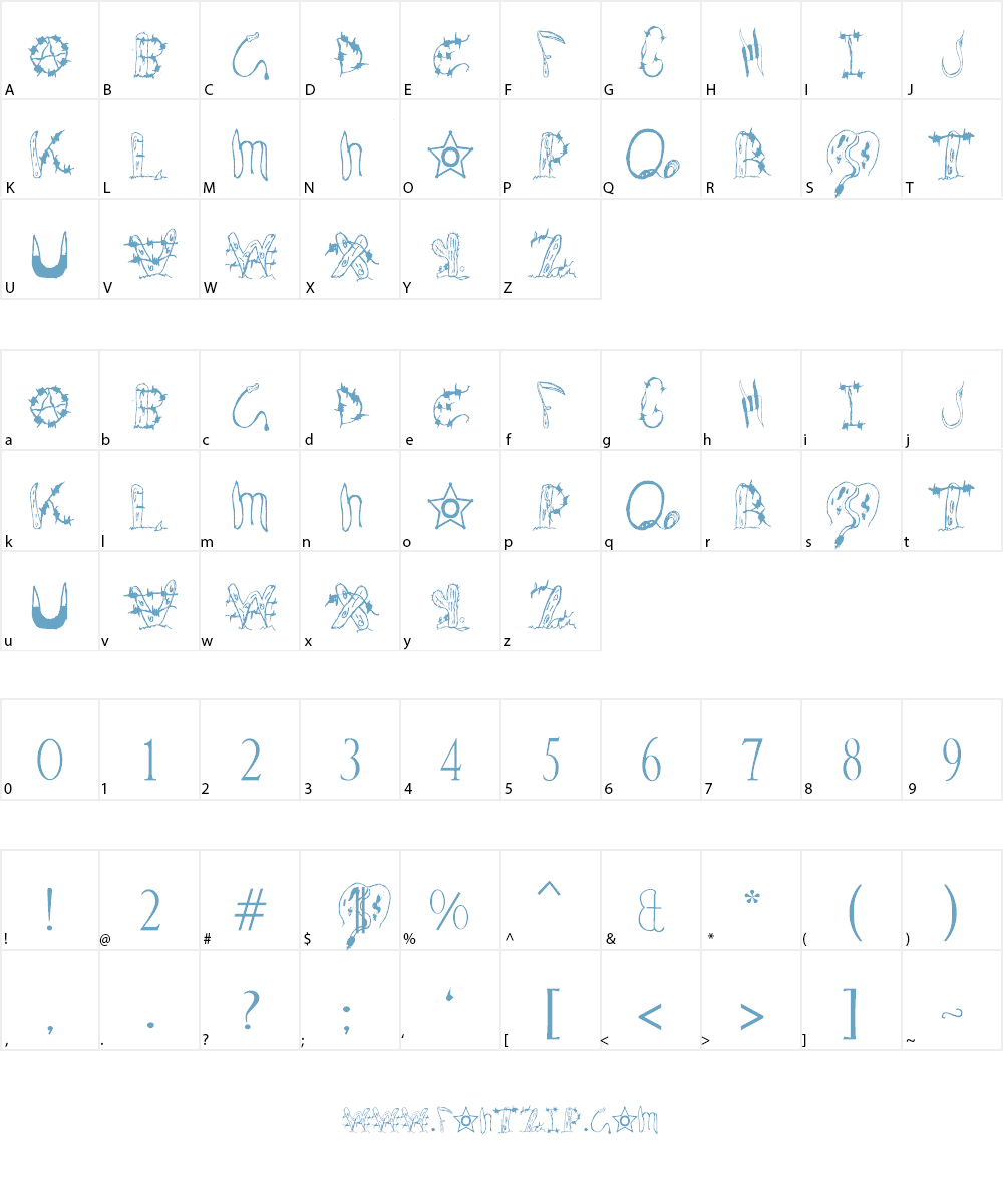 Wires and Cowboys Font Character