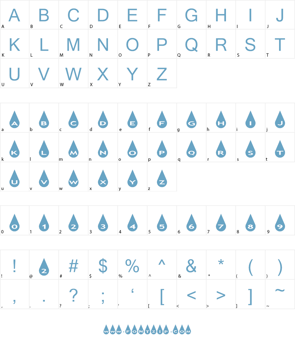 AlphaShapes raindrops Font Character