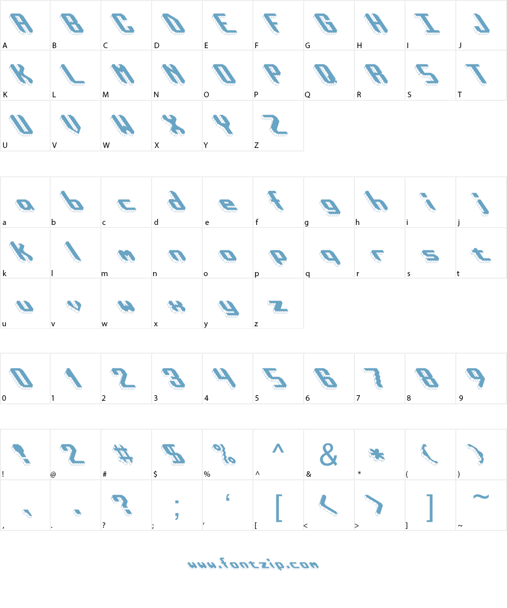 Block Tilt (BRK) Font Character