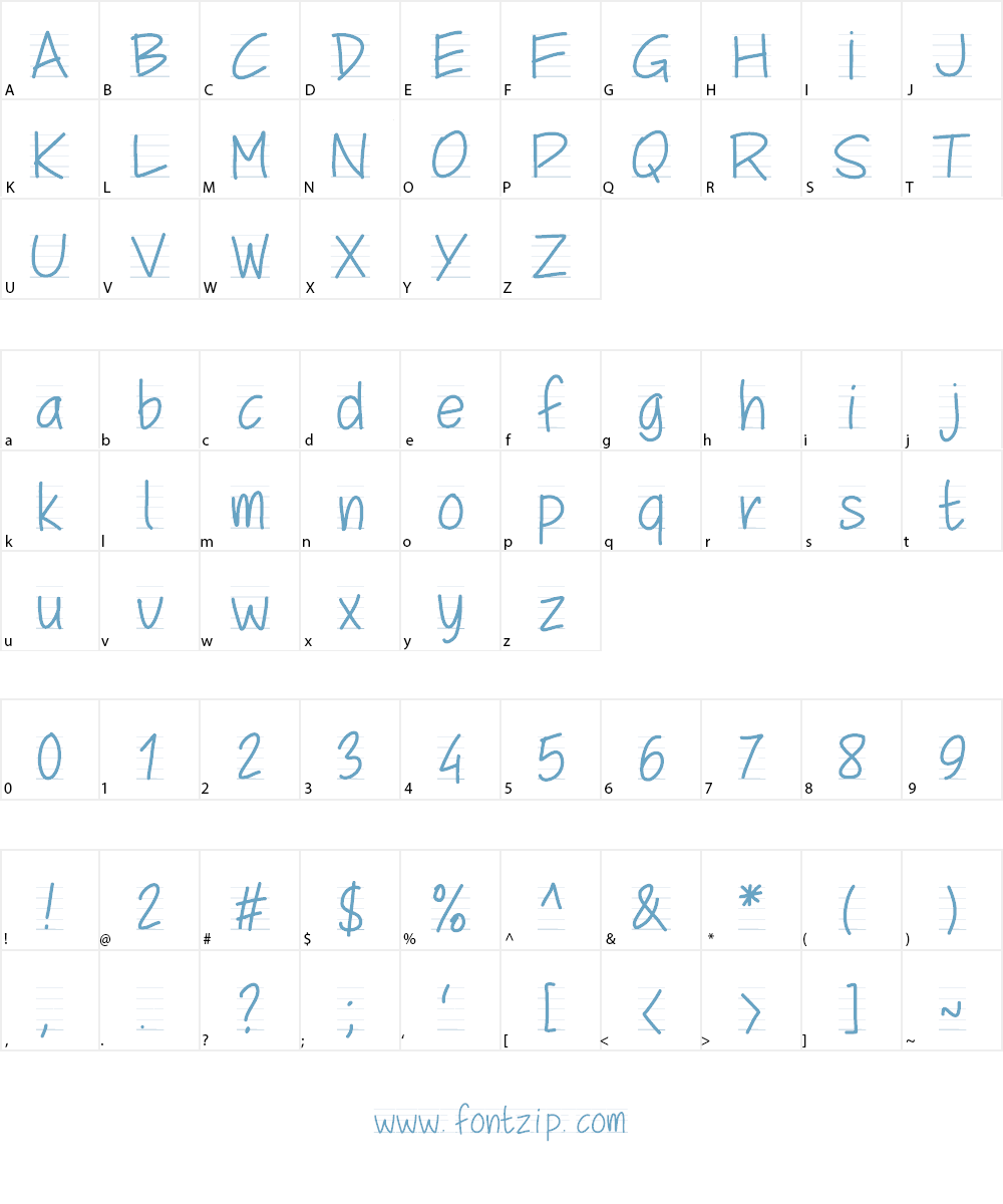 PWSchoolScript Font Character