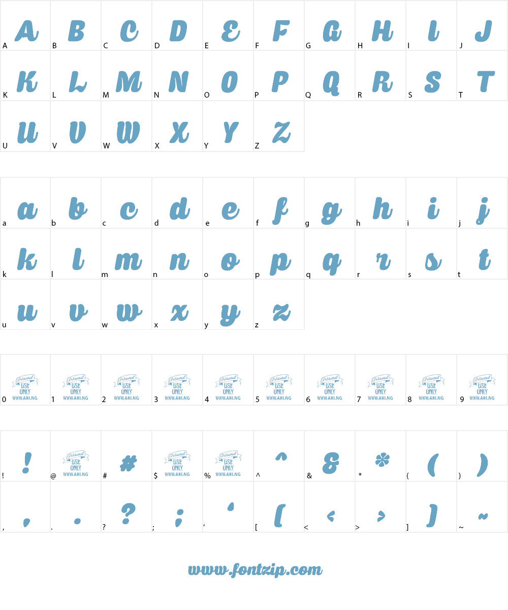 Caprica Script Personal Use Font Character
