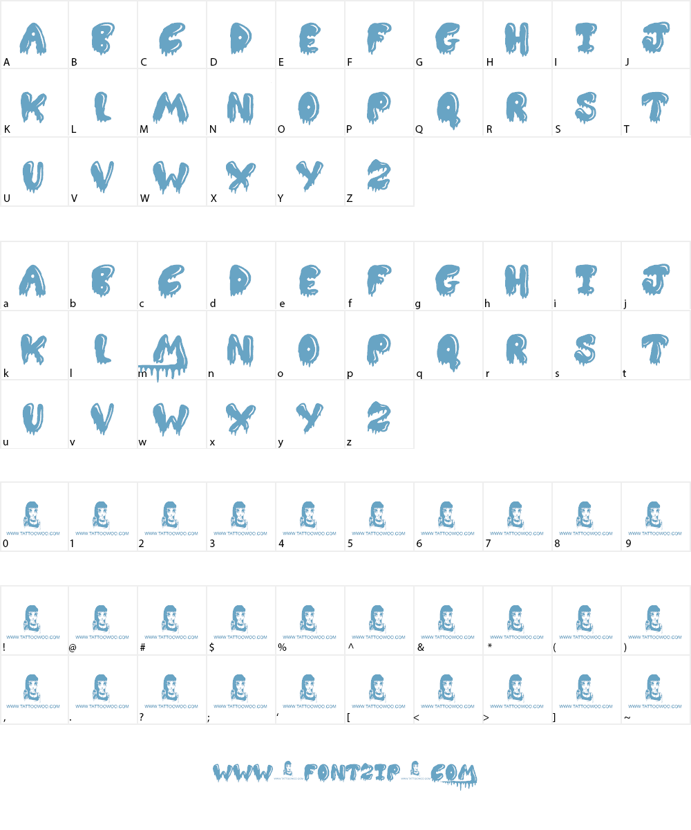 Slimed Font Character