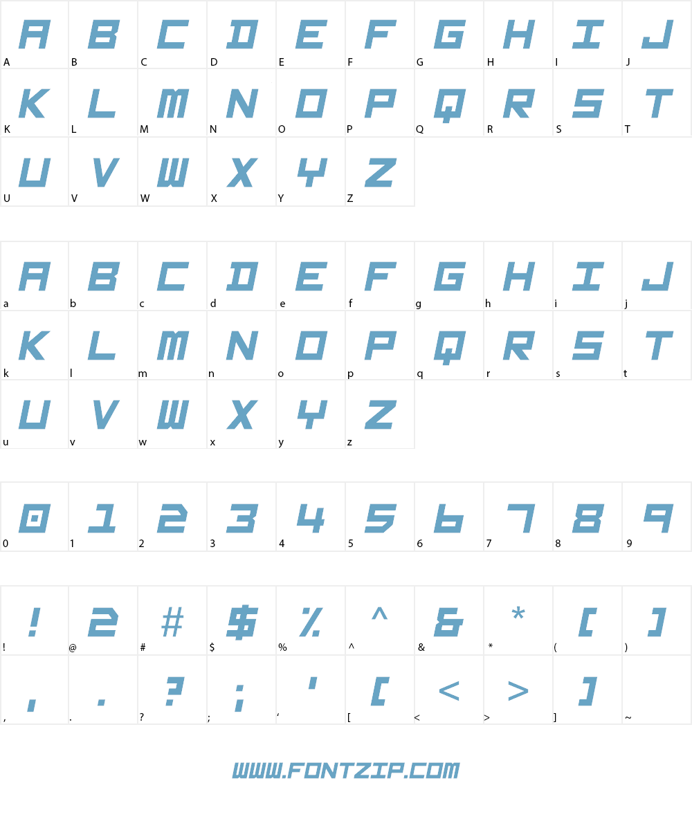 GarintySkew Font Character