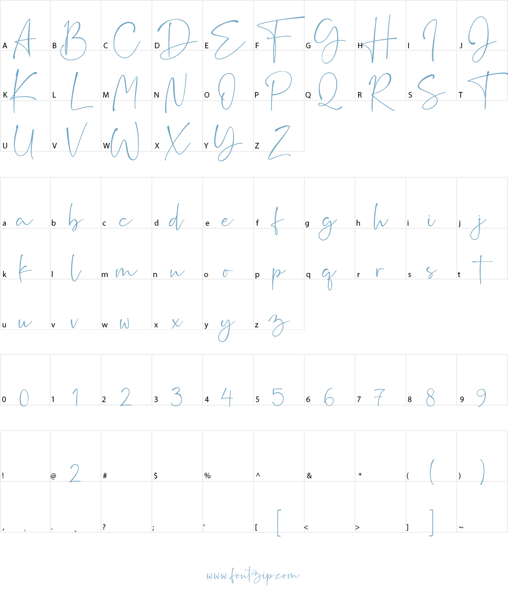 Rushtick Font Character