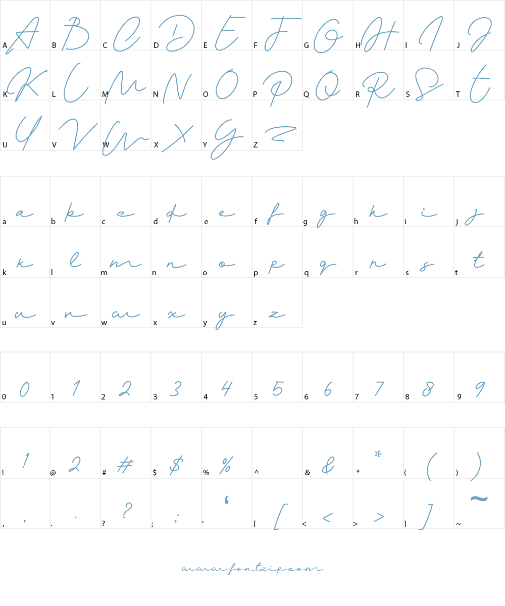 Monalisa Script Font Character